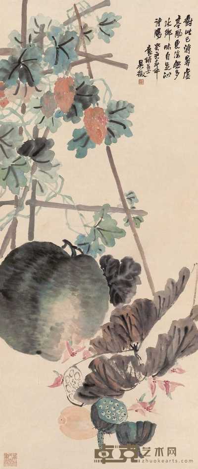 吴徵 1923年作 夏实图 立轴 114×48.5cm